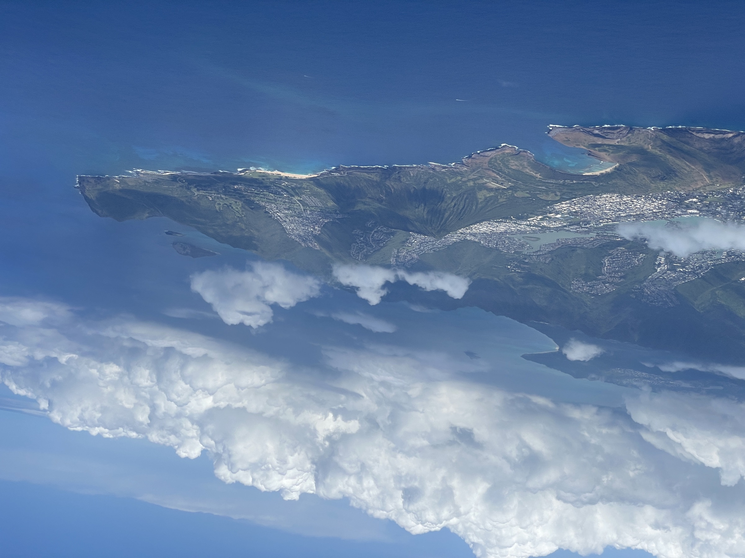Aerial view of Oahu coastline